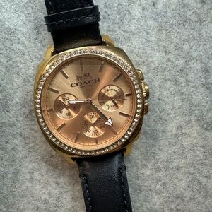 Coach Gold Dial Watch with Black Strap